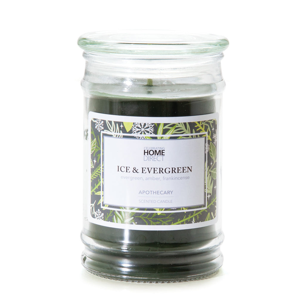 Apothecary Candle -15 oz - Ice & Evergreen